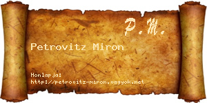 Petrovitz Miron névjegykártya